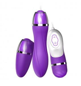 OMYSKY - 10 Speeds Waterproof Silent Double Vibrating Love Eggs (Purple)